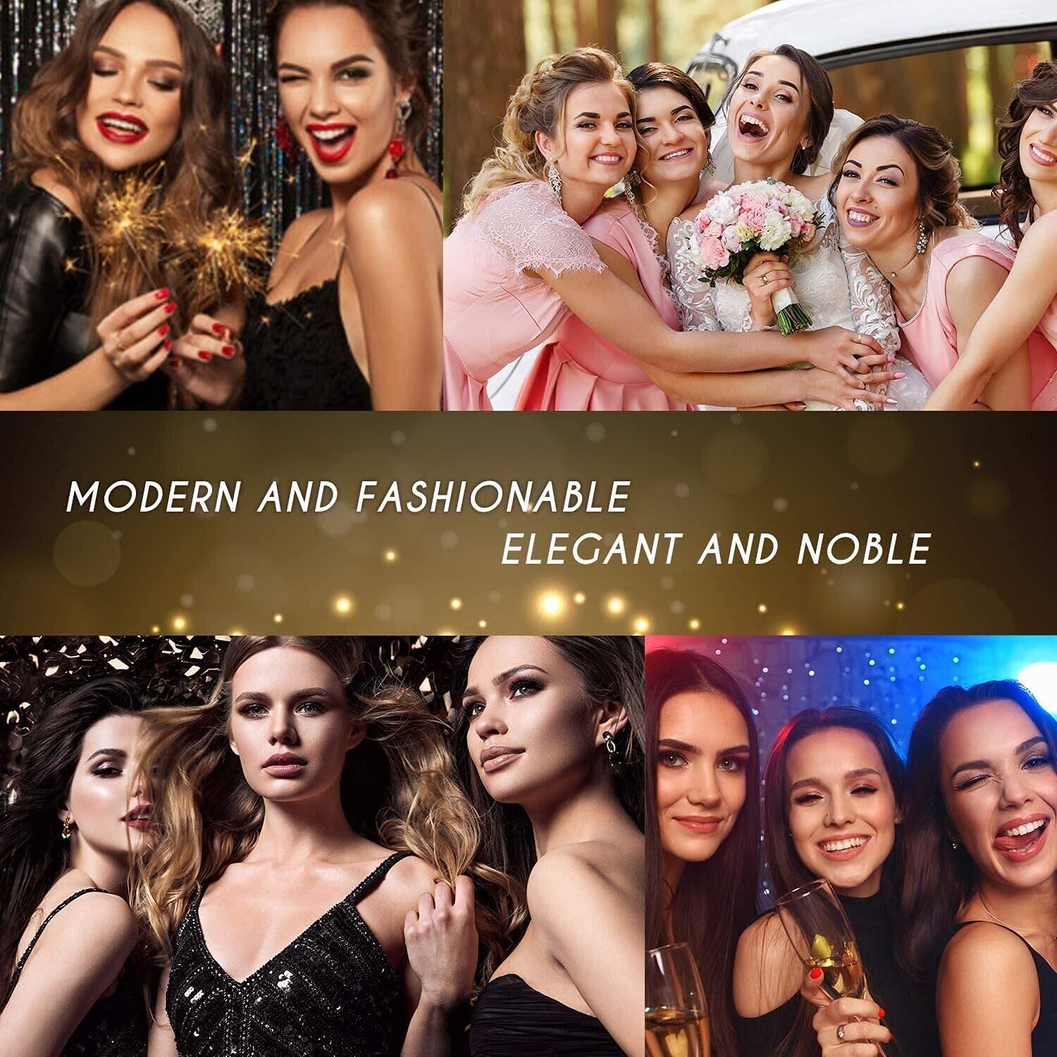 Collage of women in glamorous settings with text 'Modern and Fashionable, Elegant and Noble'.
