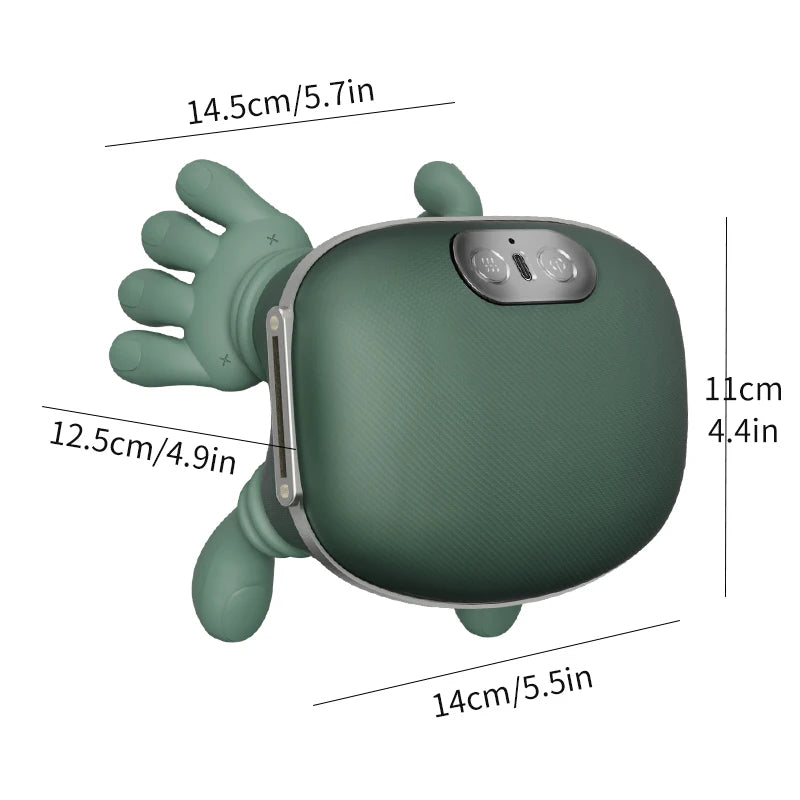 Green electronic device with measurements on a white background