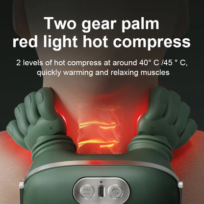 Two gear palm red light hot compress device on a dark background