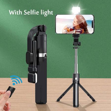 Bluetooth Selfie Stick Tripod With Remote & Light - Product Drop Center