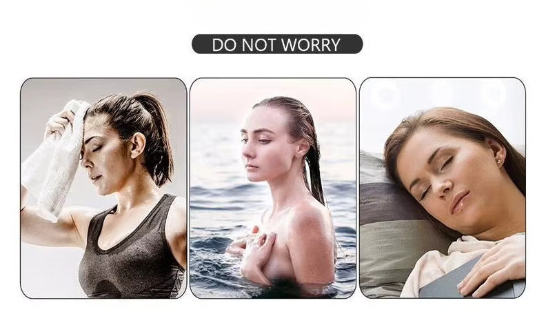 Three panels showing a woman in various states of relaxation and activity with text 'DO NOT WORRY'.