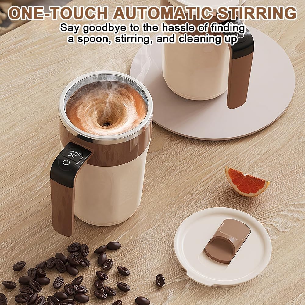Automatic coffee maker with coffee beans on a wooden surface
